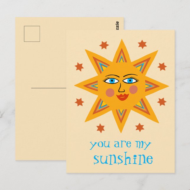 Du bist mein Sonnenschein Fröhliche Sonne CUSTOM Postkarte (Vorne/Hinten)
