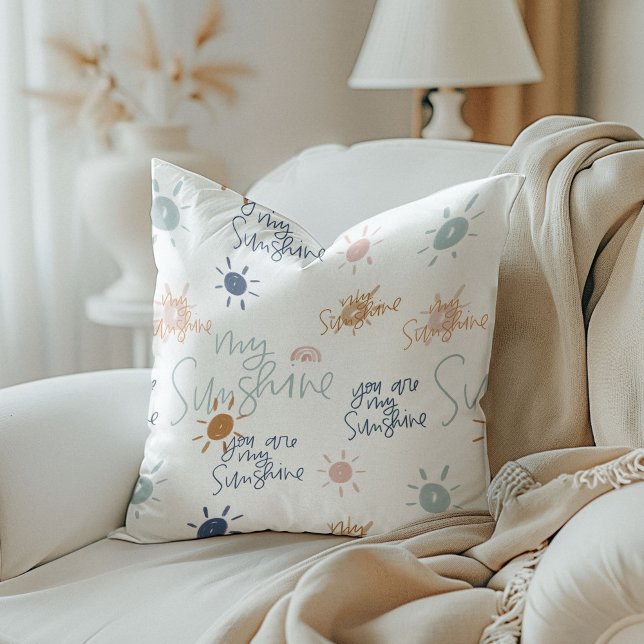 Du bist mein Sonnenschein in Erdtönen reversibel Kissen (You Are My Sunshine in Earth Tones Reversible Throw Pillow)