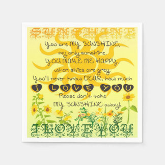Du bist mein Sonnenschein mit Blume in Gelb Serviette