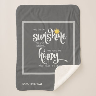 Du bist mein Sonnenschein, personalisiert grau Sherpadecke