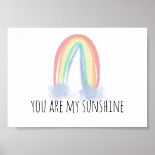 Du bist mein Sonnenschein Wasserfarbe gemalter Reg Poster