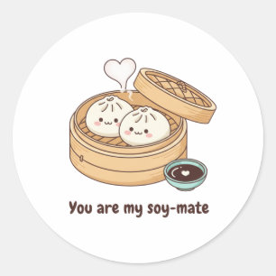 Du bist mein Soy-Mate Süße Dim Sum Valentinstag-Au Runder Aufkleber