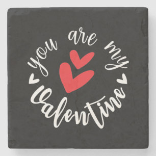 Du bist mein Valentine, zwei kleine Herzen Steinuntersetzer