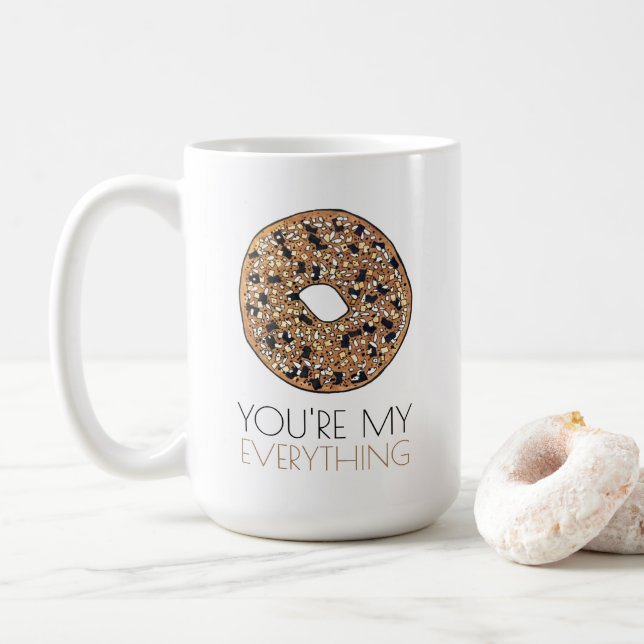 Du bist meine "Alles-Bagel-Frühstück-Liebe" Kaffeetasse (Mit Donut)