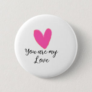 du bist meine Liebe rosa rotes Herz Aquarell Kidre Button
