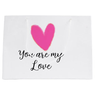du bist meine Liebe rosa rotes Herz Aquarell Kidre Große Geschenktüte