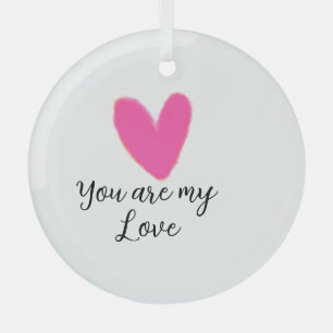 du bist meine Liebe rosa rotes Herz Aquarell Kidre Ornament Aus Glas