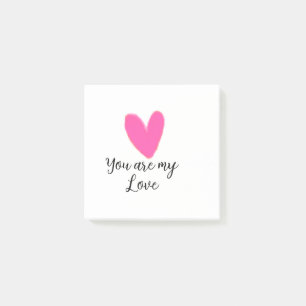 du bist meine Liebe rosa rotes Herz Aquarell Kidre Post-it Klebezettel