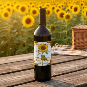 Du bist meine Sonne, ich bin deine Sonnenblume Weinetikett