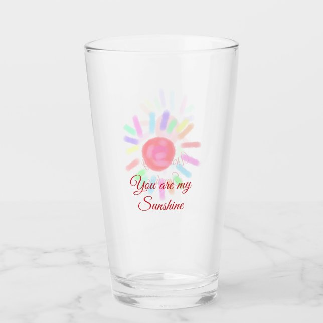 Du bist meine sonnenfarbene, farbige Aquarellpaste Glas (Vorderseite)