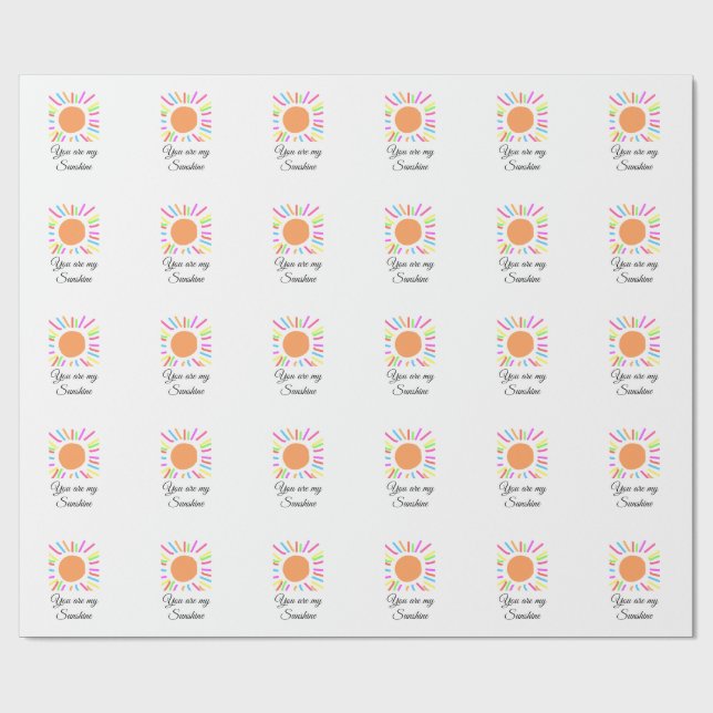 Du bist meine sonnengelbe orange Sonnenstrahlen hi Geschenkpapier (Flach)