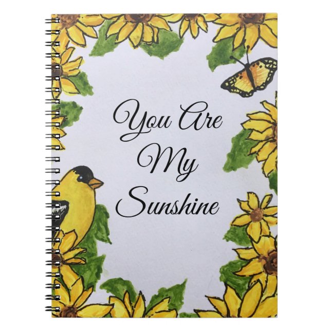 Du bist meine Sunshine Happy Bird Sonnenblumen Notizblock (Vorderseite)