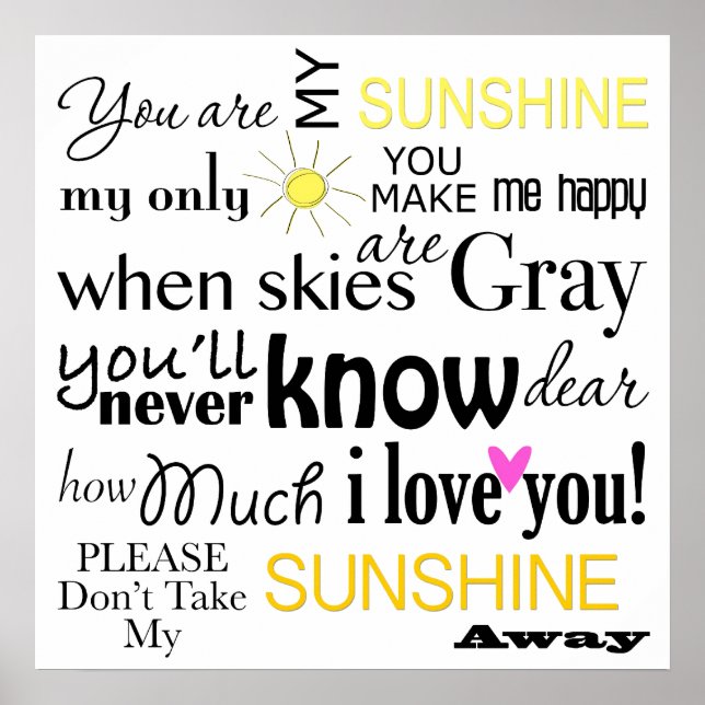 Du bist meine Sunshine Word Art Poster (Vorne)