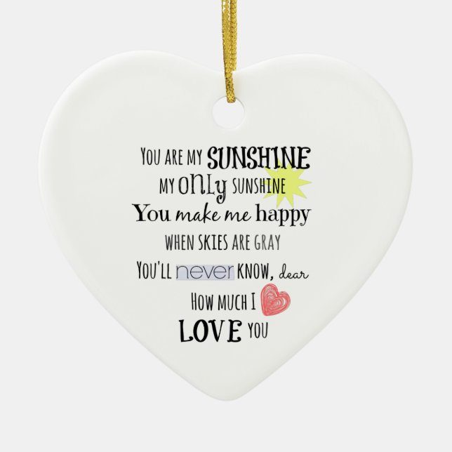 Du bist meine Sunshine Word Art Typografie Keramik Ornament (Vorne)