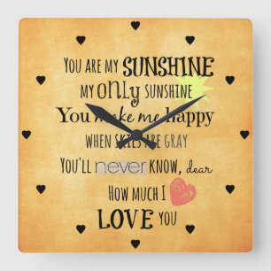 Du bist meine Sunshine Word Art Typografie Quadratische Wanduhr