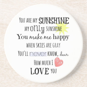 Du bist meine Sunshine Word Art Typografie Untersetzer