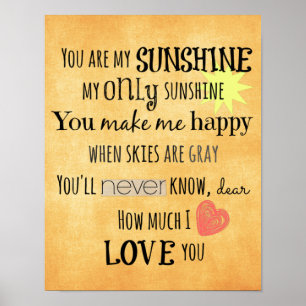 Du bist meine Sunshine-Wort-Kunst-Typografie Poster