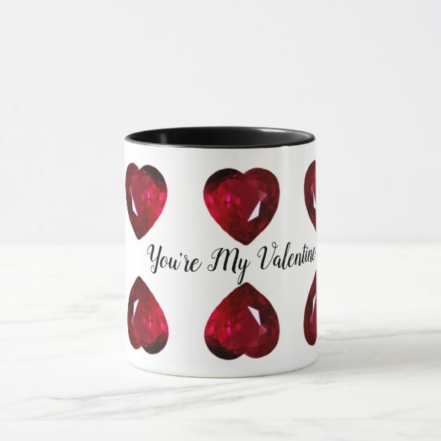 Du bist meine Valentine Ruby Heart Coffee Tasse (Zentrum)