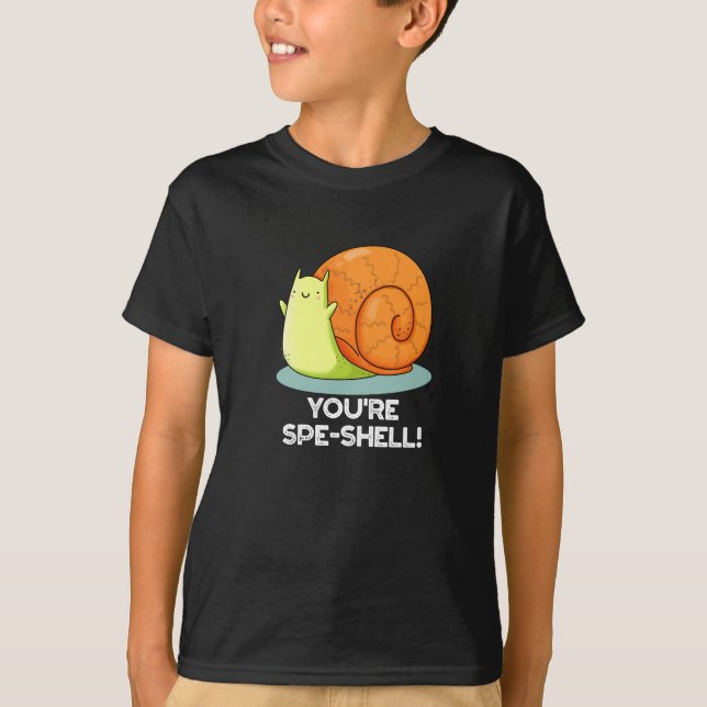 Du bist Muschel Funny Snail Pun Dark BG T-Shirt (Vorderseite)
