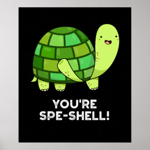 Du bist Muschel Funny Tortoise Pun Dark BG Poster