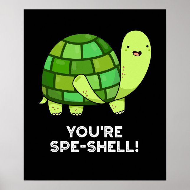 Du bist Muschel Funny Tortoise Pun Dark BG Poster (Vorne)