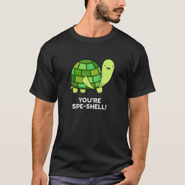 Du bist Muschel Funny Tortoise Pun Dark BG T-Shirt (Vorderseite)