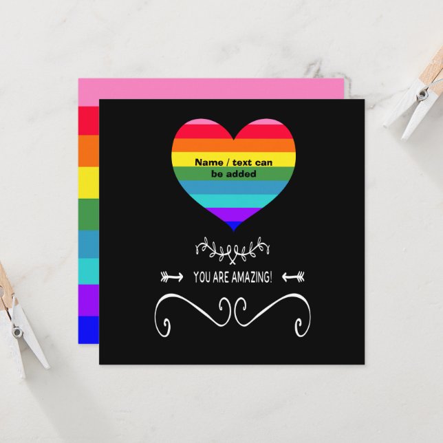 Du bist Phantastisch! Rainbow Heart Einladung (Vorderseite/Rückseite Beispiel)