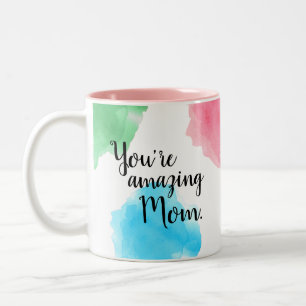 Du bist phantastische Mama   Farbenfrohe Aquarells Zweifarbige Tasse