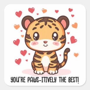 Du bist pönlich die Beste! Tiger Valentine Quadratischer Aufkleber