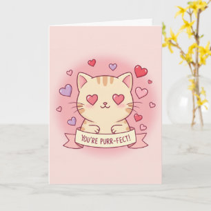 Du bist Purr-fect! Adorable Valentinstag Katze Karte