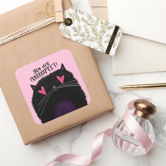 Du bist PURRFECT Quadratischer Aufkleber (Schenken)