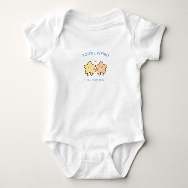 Du bist seltsam, ich behalte dich Stern Kunst Baby Strampler (Vorderseite)