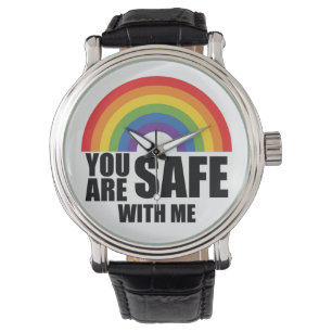 Du bist sicher bei mir LGBTQ Regenbogen Stolz Armbanduhr