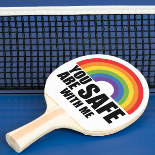 Du bist sicher bei mir LGBTQ Regenbogen Stolz  Tischtennis Schläger