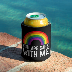 Du bist sicher bei mir LGBTQ Stolz Monat Regenboge Dosenkühler