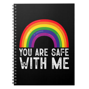 Du bist sicher bei mir LGBTQ Stolz Monat Regenboge Notizblock