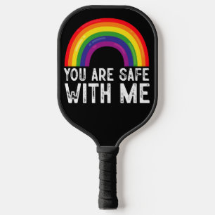 Du bist sicher bei mir LGBTQ Stolz Monat Regenboge Pickleball Schläger