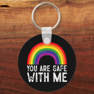 Du bist sicher bei mir LGBTQ Stolz Monat Regenboge Schlüsselanhänger