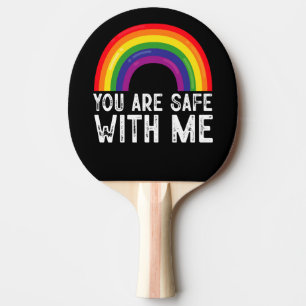 Du bist sicher bei mir LGBTQ Stolz Monat Regenboge Tischtennis Schläger