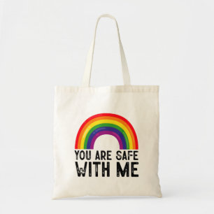 Du bist sicher bei mir LGBTQ Stolz Monat Regenboge Tragetasche