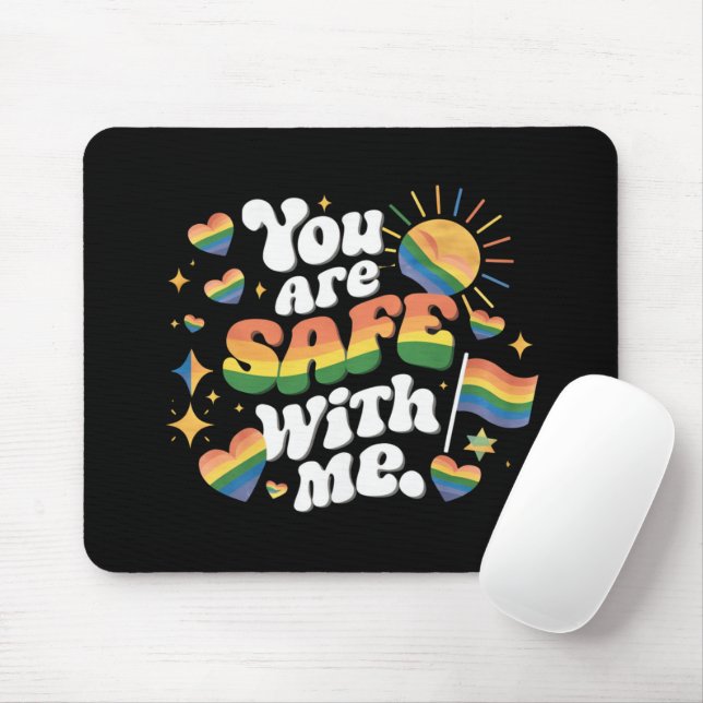 Du bist sicher mit meiner LGBT Rainbow Gay Mousepad (Mit Mouse)