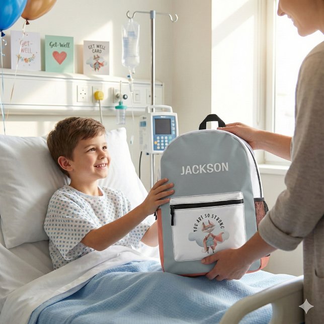 Du bist so ein starker Fox-Backpack Bedruckter Rucksack (Empower someone special with this personalized, "You are so strong" fox super hero backpack! )
