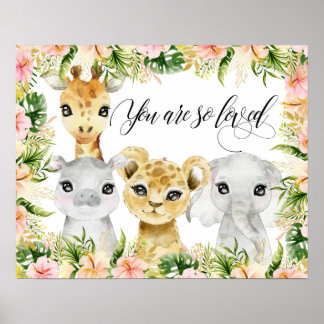 Du bist so geliebt, Wasserfarbe Safari-Tiere Poster