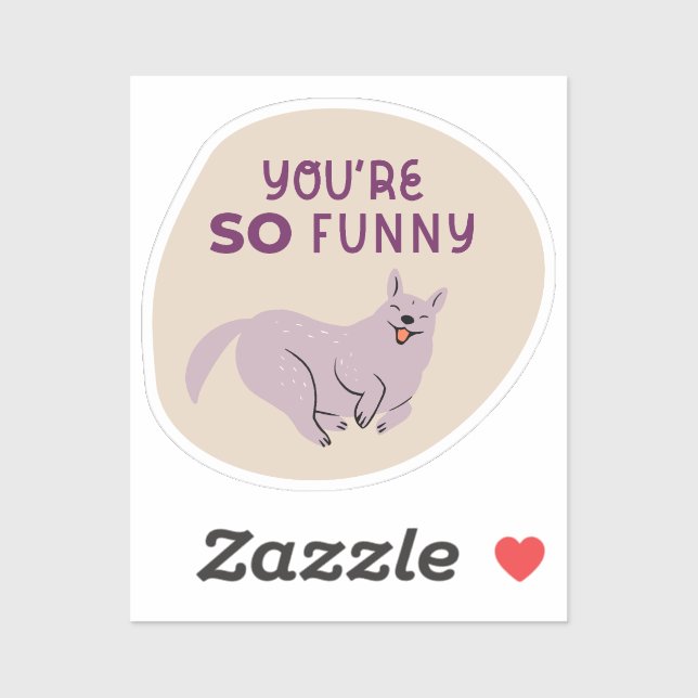 Du bist so lustig niedlicher illustrierter Hund al Aufkleber (Blatt)