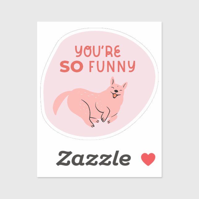 Du bist so lustig niedlicher illustrierter Hund Re Aufkleber (Blatt)