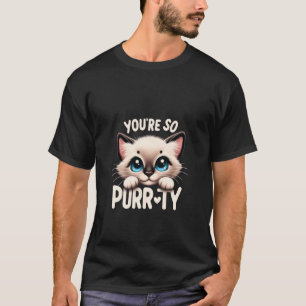 Du bist so PURR-TY Lustiger Siamkatzen-Wortspiel-L T-Shirt