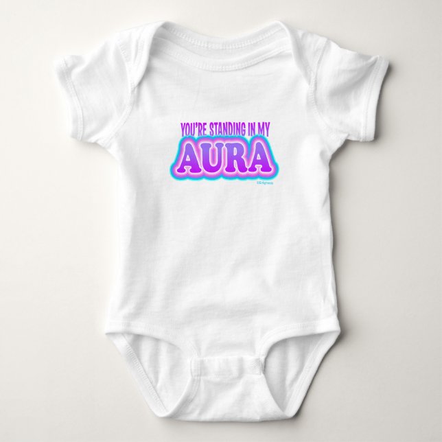 "Du bist Stehend in My Aura" Funny Yoga Mama Gesch Baby Strampler (Vorderseite)