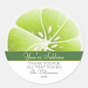 Du bist Sublime Lime Citrus Frucht Danke Runder Aufkleber