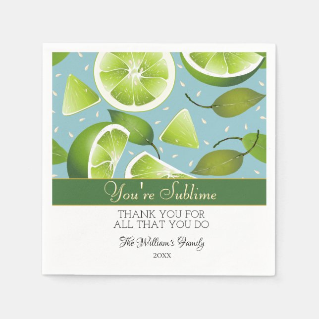 Du bist Sublime Limon Citrus Fruit | Vielen Dank Serviette (Vorderseite)