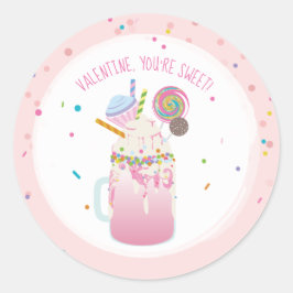 Du bist Sweet Valentine Crazy Milkshake Sprinkles Runder Aufkleber
